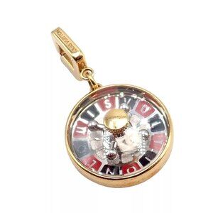 Louis Vuitton LV 18k Yellow Gold Working Roulette Wheel Good Luck Charm Pendant